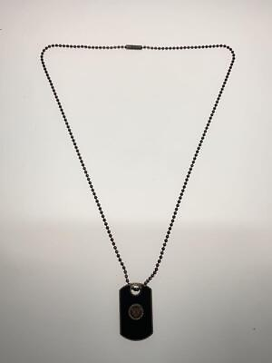 #ad GUCCI Dog Tag Necklace Black Pendant Plate Chain Charm Accessory Jewelry Men#x27;s $294.64