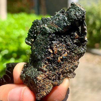#ad 38G Top natural black green tourmaline quartz crystal mineral specimen $23.40