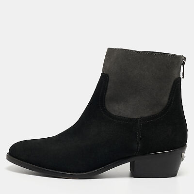 #ad Zadig amp; Voltaire Black Grey Suede Teddy Ankle Boots Size 37 $179.30