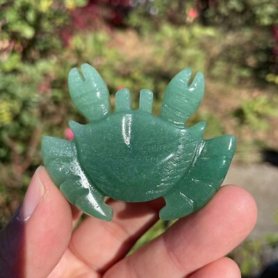 #ad Cute Green Dongling Crab Sculpture Crystal Children#x27;s Gift Cure Sculpture $45.00