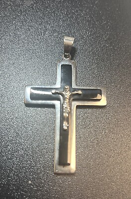 #ad cross pendant 3 Inch 3 Layered Black And Silver $12.00