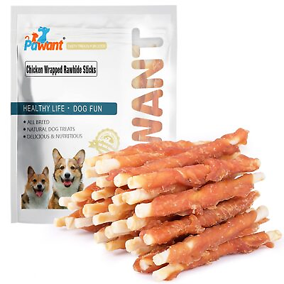 #ad Chicken Wrapped White Rawhide Sticks Dog Treats Puppy Training Snacks Dog Che... $48.19