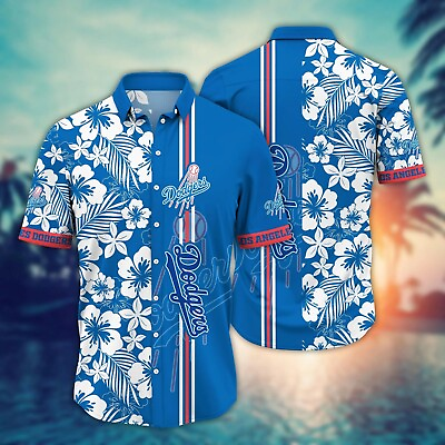 #ad LA Dodgers Hawaiian Shirt Los Angeles Baseball Team Dodgers Summer Beach Shirt $24.49