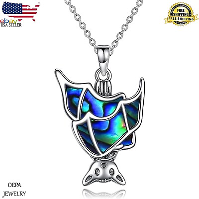 #ad 925 Silver Halloween Bat Necklace Abalone Shell Bat Necklace for Women Necklace $110.00