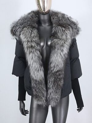 #ad Women Fashion Natural Real Fur Collar Jacket Winter Women Loose Coat Outerwear $245.25