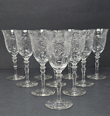 #ad Set Of 10 Vintage Wine Glasses Water Goblets $39.95