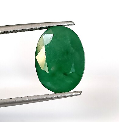 #ad 4.40 Carat Natural Untreated Zambian Emerald Oval Shape Faceted Gemstone 9X12 mm $56.50