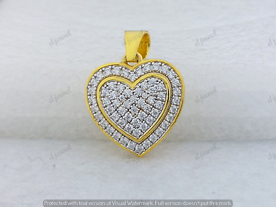#ad 925 Silver Gold Finish 1.50 Ct Round Cut Simulated Diamond Heart Shape Pendant $124.95
