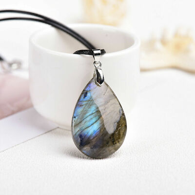 #ad Drop Natural Labradorite Pendant Crystal Necklace Healing Stone Necklace NEW TD $11.75
