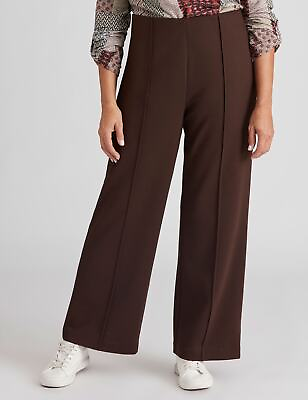 #ad Womens Pants Brown Winter Full Length Wide Leg Elastane Trousers MILLERS $55.00