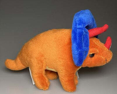 #ad Bestever Dinosaur Blue Orange Triceratops Plush Stuffed Animal Soft Toy 6” $39.00