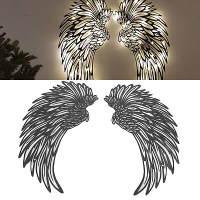 #ad Metal Wall Decor With Lights Double Sided Warm Light Frosted Angel $16.04