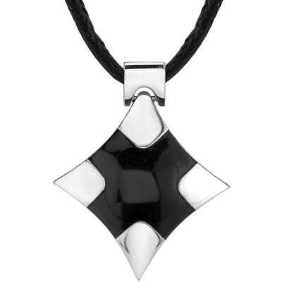 #ad Designer Surgical Steel Finish Black Enamel Cross Pendant on a Black Cord $29.99