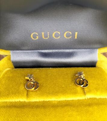 #ad Gucci GG Running 18K Earrings Yellow Gold Star Studs 648604 J8500 8000 w Case $594.15
