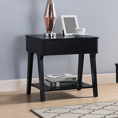 #ad Black End Table with Lift Top Table Top and Bottom Shelf $166.47