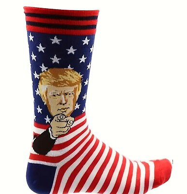 #ad 2024 Donald Trump MAGA Patriotic American Flag Novelty Socks 1 Pair One Size $12.99
