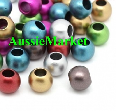 #ad 50 x 12mm beads acrylic metallic large big hole mobile dreamcatcher macrame new AU $7.95