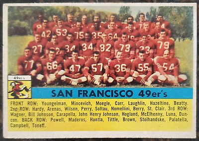 #ad 1956 San Francisco 49ers 1955 Team NFL Topps Card #26 Tittle McElhenny $99.00