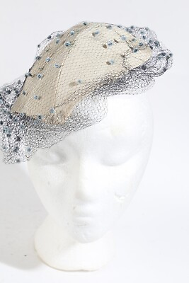 #ad Vintage Buttercream Mesh Tulle Round Unique Trendy Rare Elegant Ladies Hat $48.99
