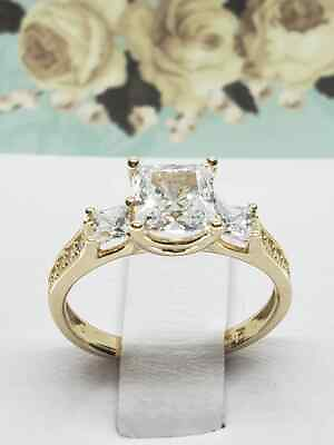 #ad Princess Moissanite Engagement amp; Wedding Ring For Women#x27;s 14k Yellow Gold Plated $100.79