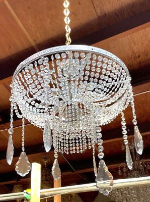 #ad Round Crystal and Chrome 8 Light Chandelier $300.00
