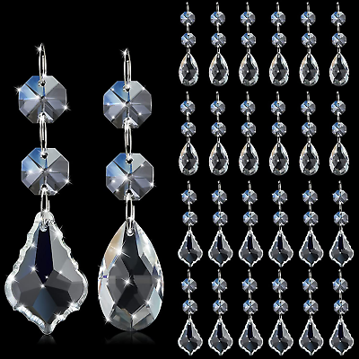#ad 26 Pack Chandelier Crystals Replacement Set 38 Mm Clear Teardrop Chandelier Crys $28.99