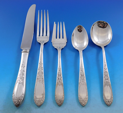 #ad Primrose by Kirk Sterling Silver Flatware Set for 12 Service 70 Pieces $4495.50