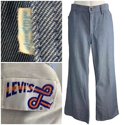 #ad RARE Levi#x27;s for Gals 1960s 1970s Blue Vintage Bell Bottoms Flare Pants White Tab $175.90