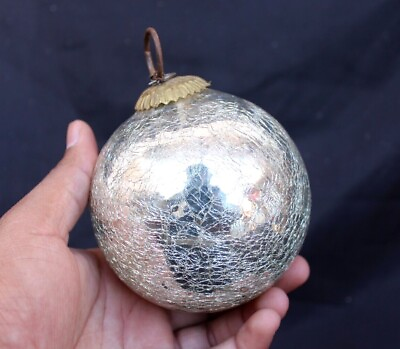 #ad Vintage Style Grey Crackle Glass Kugel Christmas Tree Ornament Ball $215.00