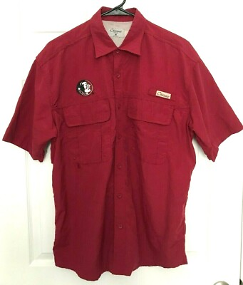 #ad FLORIDA STATE SEMINOLES Men Garnet S S Nylon Button Up Vented Shirt M Chiliwear $9.99