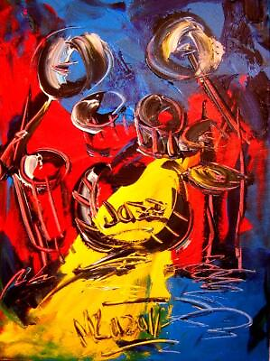 #ad DRUMS ART ABSTRACT FINE Pop Art Painting Original Oil Canvas Gallery 342rtg4F $112.50