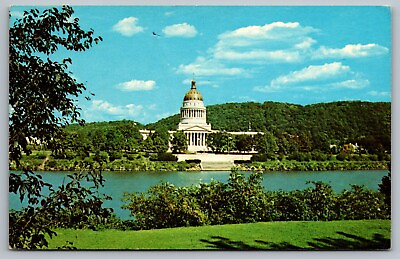 #ad Postcard State Capitol Building Charleston WV River View Unposted circa 1983 $4.65