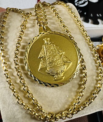 #ad 18K 750 Yellow Real Genuine Gold Jesus Maria Necklace 17.5” Long 2.5mm 9.4g $1101.00