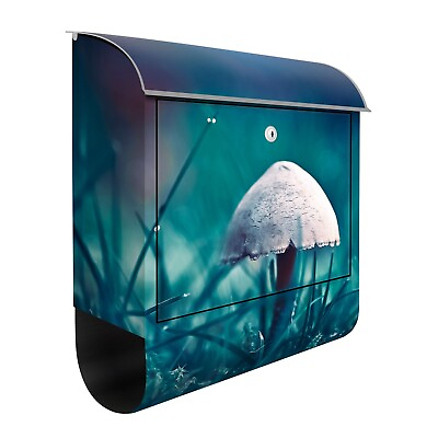 #ad Design Mailbox with Newspaper Compartment Letter Box Mushroom Caps Blue Green $119.95