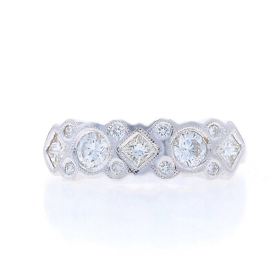 #ad White Gold Diamond Cluster Band 14k Round amp; Princess .73ctw Five Stone Ring $839.99