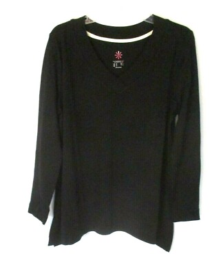 #ad New Isaac Mizrahi V Neck Tunic Shirt Black Sz M Long Sleeve A370268 Women CBB20 $20.99