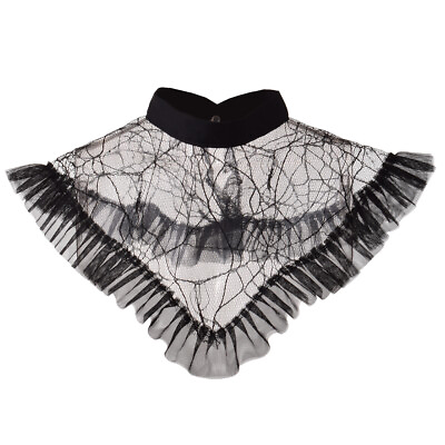 #ad Women Gothic Neck Ruff Cobweb Pattern Detachable Collar $10.99