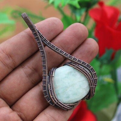 #ad Amazonite Handmade Jewelry Copper Wire Wrapped Pendant Wedding Gift For Her $18.85
