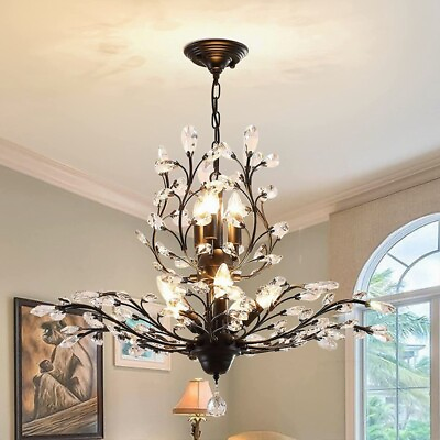 #ad Retro Tree Branch Crystal Ceiling Lamp 7 Light Chandelier Pendant Light Fixtures $155.11