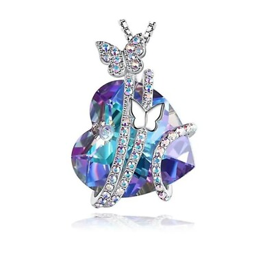 #ad Heart Shape Ladies Necklace Luxury Crystal Pendant New $9.99