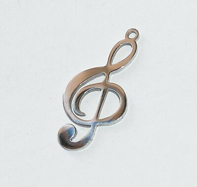 #ad 2x Music Note Charm Mirror Polished Stainless Steel Hypoallergenic Pendant D072 $5.26