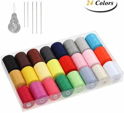 #ad Sewing Thread Assortment Cotton Spools Thread Set 24 Colors 1000 Yards Each $14.78
