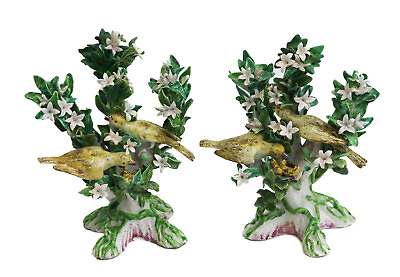 #ad Pair English Hand Painted Figural Table Bird Sculpture 18th Century $875.00