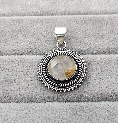 #ad Golden Rutile Gemstone 925Sterling Silver Handmade Beautiful Gift Pendent PG348 $15.65