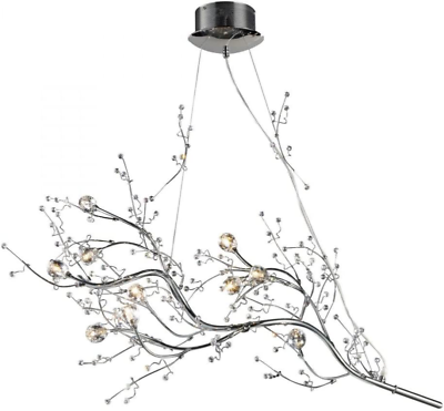 #ad Luxury 12 Light Chandelier Tree like Branch Crystal Glass Chrome Pendant $422.10
