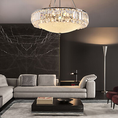 #ad K9 Crystal Clear Chandelier E14 LED Hanging Pendant Lamp Luxury Ceiling Fixtures $64.86