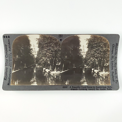 #ad Amsterdam Canal Zuiderkerk Church Stereoview 1920s Netherlands Holland Card F616 $9.95