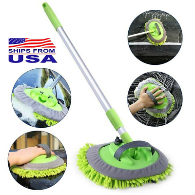 #ad Adjustable Telescopic Car Wash Brush Kit Mop Long Handle Vehicle Cleaning Tools $13.47