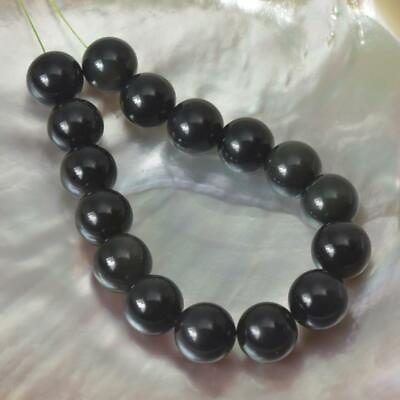 #ad 12 mm Black Rainbow Obsidian Beads 7.50” Strand Smooth Round Beads 34.46 g $14.00