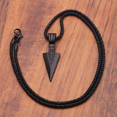 Stainless Steel Spear Arrowhead Arrow Head Pendant Chain Necklace For Men Boys $7.99